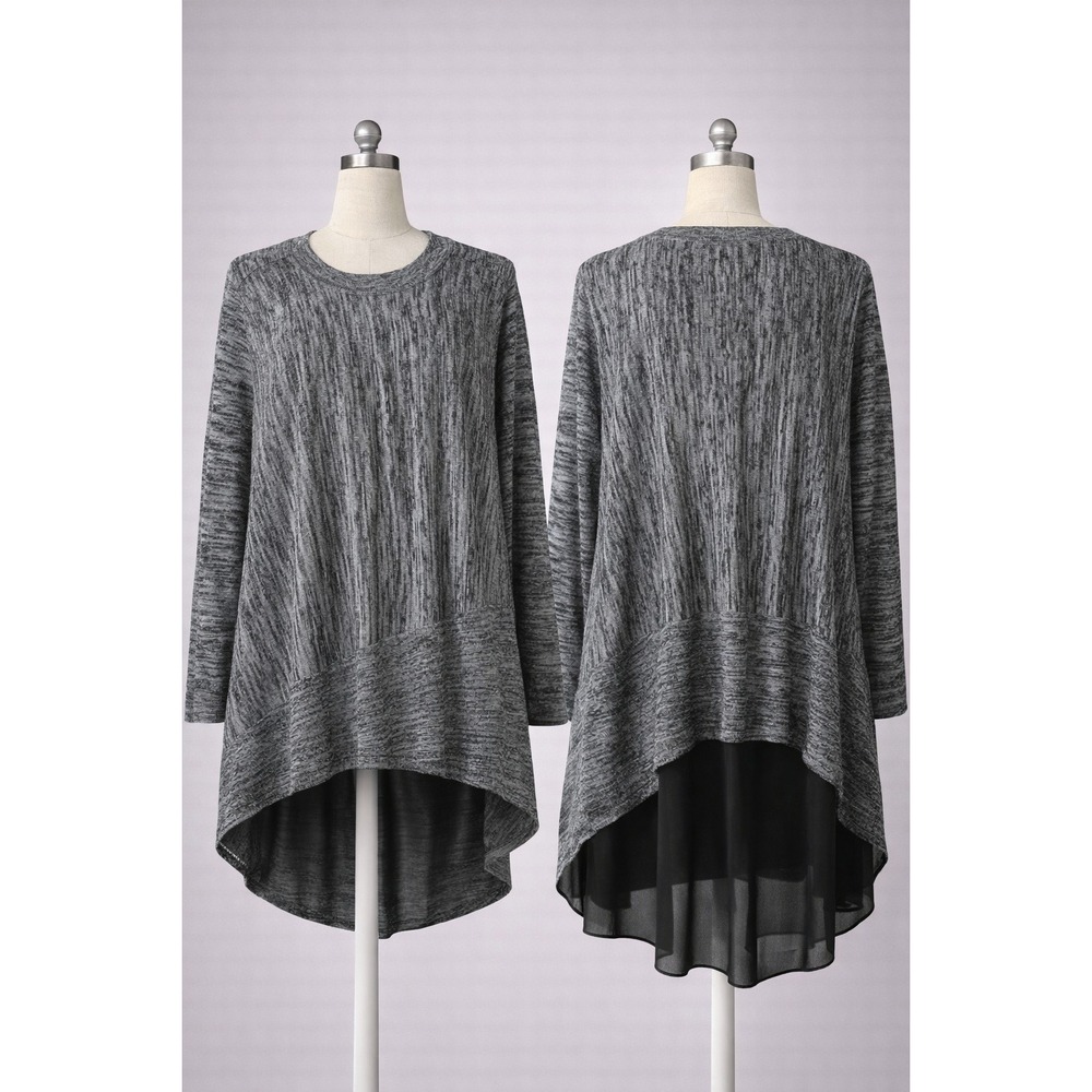 P. Luca Milano Lagenlook Layered Asymmetrical Sharkbite‎ Tunic Sweater L/XL